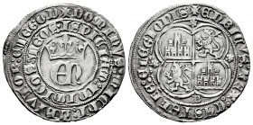 Kingdom of Castille and Leon. Enrique II (1368-1379). 1 real. Burgos. (Bautista-555). Ag. 3,25 g. With B below the quarters. Almost XF. Est...300,00. ...
