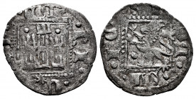 Kingdom of Castille and Leon. Enrique II (1368-1379). Noven. Coruña. (Bautista-675.3). Ve. 0,77 g. pellet on each side of the tower and in front of th...