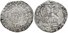 Kingdom of Castille and Leon. Enrique II (1368-1379). 1 real. Burgos. (Bautista-555). Anv.:  ✚ DOMINVS : MICHI : AUDIVTOR : ET : EGO D / ISPICIAM : IN...