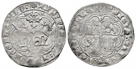 Kingdom of Castille and Leon. Enrique IV (1454-1474). 1 real. Burgos. (Bautista-900). (Abm-708.1). Anv.: + XPS : VINCIT : XPS : REGNAT : XPS :· . Rev....