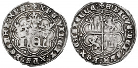 Kingdom of Castille and Leon. Enrique IV (1454-1474). 1 real. Burgos. (Bautista-900). Anv.: + XPS: VINCIT: XPS: REGNAT: XPS:. Rev.: + ENRICVS: DEI: GR...