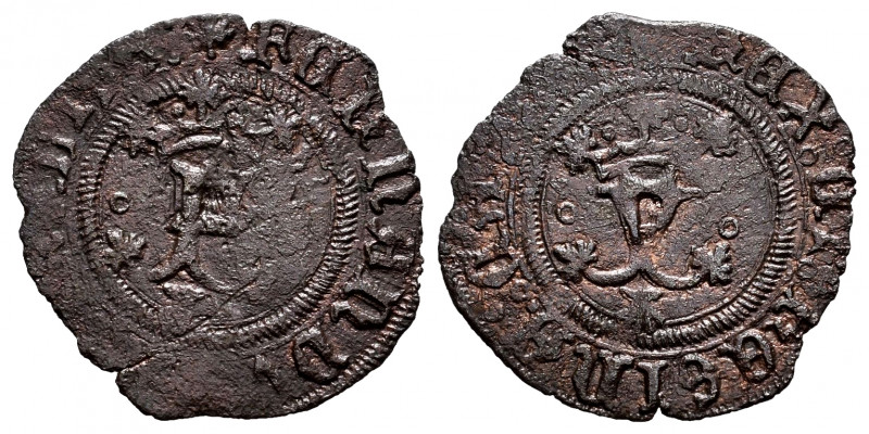Catholic Kings (1474-1504). Blanca. Coruña. (Cal-14). (Rs-281). Ae. 0,73 g. Scar...