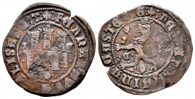 Catholic Kings (1474-1504). 2 maravedis. (Cal-91). Ae. 4,22 g. Bowl and C on reverse. Of the highest rarity. Choice F/Almost VF. Est...120,00. 


 ...