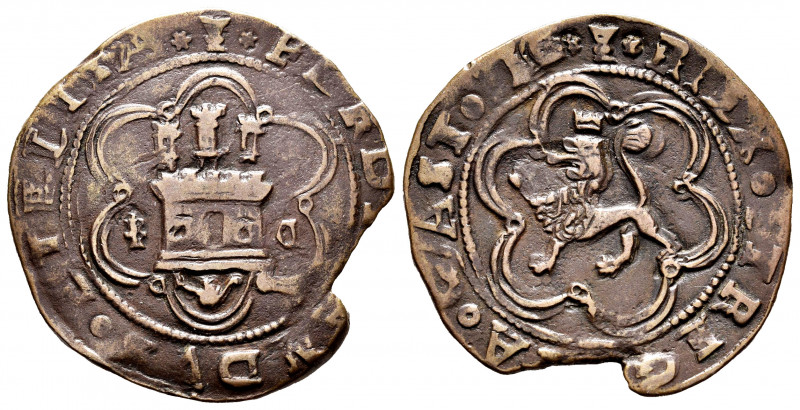Catholic Kings (1474-1504). Cuenca. (Cal-135). Ae. 7,00 g. Ermine and Gothic C o...