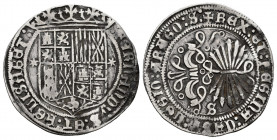 Catholic Kings (1474-1504). 1 real. Sevilla. (Cal-424). (Lf-F6.2.2). Anv.: : FERNANDVS : ET : hELISABET : . Rev.: + REX : ET: REGINA : CAST : LEGIO: A...