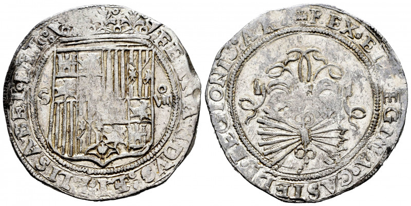 Catholic Kings (1474-1504). 8 reales. Sevilla. (Cal-577). Anv.: FERNANDUS: ET: E...