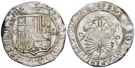 Catholic Kings (1474-1504). 8 reales. Sevilla. (Cal-577). Anv.: FERNANDUS: ET: ELISABET· DEI·:. Rev.: +REX· ET· REGINA· CASTELE· LEGIONIS: ARA. Ag. 27...