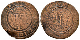 Charles-Joanna (1504-1555). 4 maravedis. (1542). México. M/4-M. (Cal-27). Ae. 5,06 g. Late series. Rare. Choice F. Est...180,00. 


 SPANISH DESCRI...