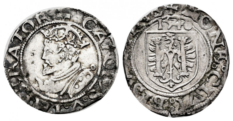Charles I (1516-1556). 1 carlos. 1540. Besançon. (Vti-unlisted). Ag. 1,14 g. Cho...