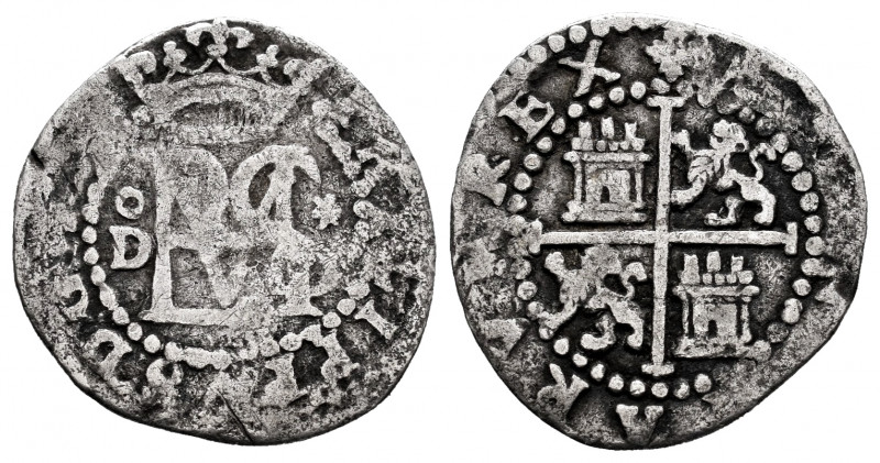 Philip II (1556-1598). 1/2 real. Lima. D - ✶. (Cal-120). Ag. 1,50 g. Scarce. Cho...