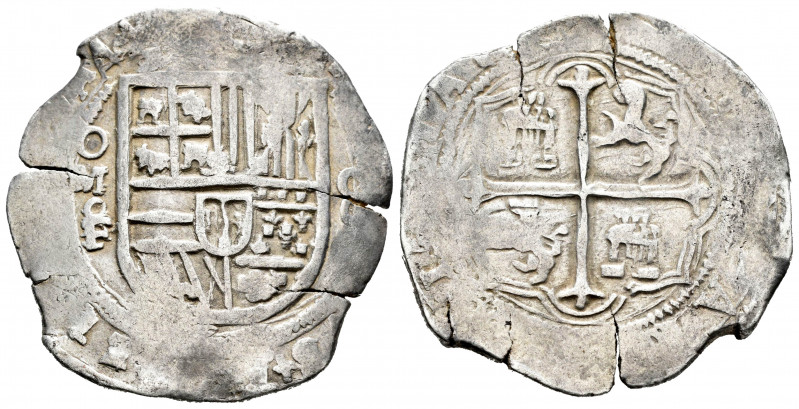 Philip II (1556-1598). 8 reales. México. F. (Cal-664 var). Ag. 26,89 g. Rectifie...