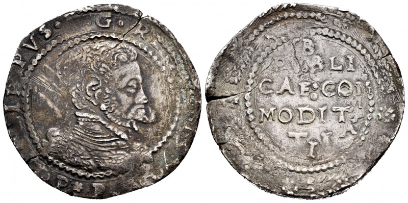 Philip II (1556-1598). 1 escudo. 1572. Messina. P. (Vti-221 var). (Mir-312/3 var...