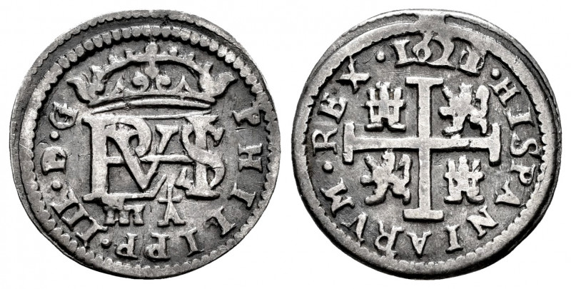 Philip III (1598-1621). 1/2 real. 1621/0. Segovia. A. (Cal-429). Ag. 1,30 g. Cle...