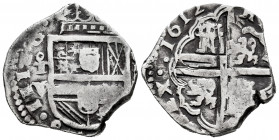 Philip III (1598-1621). 4 reales. 1612. Toledo. V. (Cal-839 var. assayer). (Cy-4777). Ag. 13,15 g. Full date. Rare. VF. Est...250,00. 


 SPANISH D...