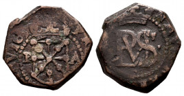 Philip IV (1621-1665). 4 cornados. 165. Pamplona. (Cal-93). (Ros-4.3.36 var). Ae. 3,72 g. Variant dated 165, no pellet after the 1. Rare. VF. Est...10...