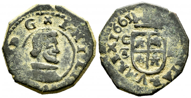 Philip IV (1621-1665). 8 maravedis. 1661. Cuenca. CA. (Cal-329). (Jarabo-Sanahuj...