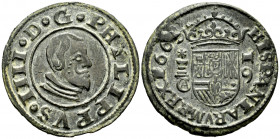 Philip IV (1621-1665). 16 maravedis. 1663. Cuenca. CA. (Cal-457). Ae. 4,15 g. Choice VF. Est...40,00. 


 SPANISH DESCRIPTION: Felipe IV (1621-1665...