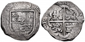 Philip IV (1621-1665). 8 reales. 1633. Sevilla. R. (Cal-1646). Ag. 27,28 g. Inner frame and gusset of Austrias of the highest rarity. Very rare. VF. E...