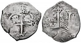 Charles II (1665-1700). 8 reales. 1683. Potosí. V. (Cal-721). Ag. 27,50 g. Triple assayer. Double date. VF. Est...220,00. 


 SPANISH DESCRIPTION: ...