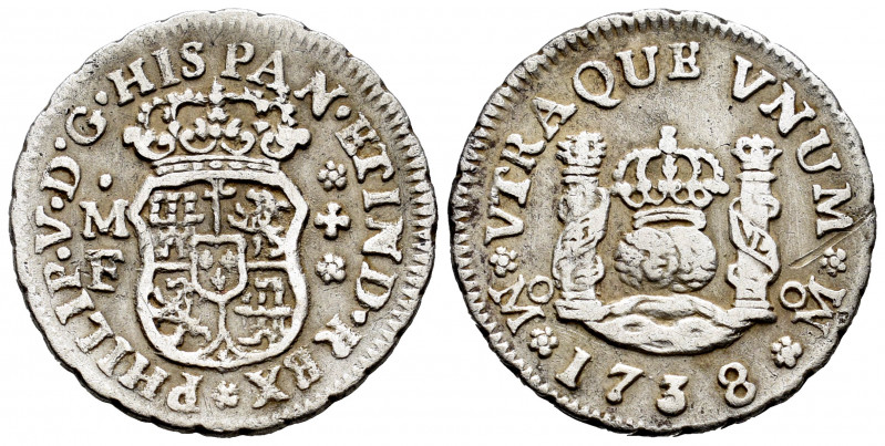 Philip V (1700-1746). 1/2 real. 1783. México. MF. (Cal-261). Ag. 1,61 g. Scratch...
