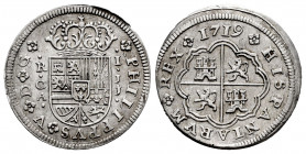 Philip V (1700-1746). 1 real. 1719. Cuenca. JJ. (Cal-351). Ag. 2,58 g. Choice VF. Est...60,00. 


 SPANISH DESCRIPTION: Felipe V (1700-1746). 1 rea...