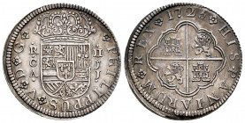 Philip V (1700-1746). 2 reales. 1725. Cuenca. JJ. (Cal-673). Ag. 5,94 g. Beautiful tone. XF. Est...200,00. 


 SPANISH DESCRIPTION: Felipe V (1700-...