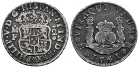 Philip V (1700-1746). 2 reales. 1741. México. MF. (Cal-825). Ag. 6,46 g. Almost VF. Est...60,00. 


 SPANISH DESCRIPTION: Felipe V (1700-1746). 2 r...