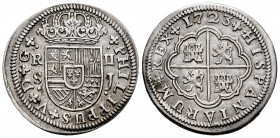 Philip V (1700-1746). 2 reales. 1723. Sevilla. J. (Cal-981). Ag. 5,58 g. Choice VF. Est...80,00. 


 SPANISH DESCRIPTION: Felipe V (1700-1746). 2 r...