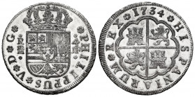 Philip V (1700-1746). 4 reales. 1734. Madrid. JF. (Cal-1064). Ag. 13,16 g. Welding on edge. Attractive patina. Choice VF. Est...200,00. 


 SPANISH...