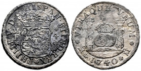 Philip V (1700-1746). 4 reales. 1740. México. MF. (Cal-1122). Ag. 12,25 g. Surface rust. Choice VF. Est...220,00. 


 SPANISH DESCRIPTION: Felipe V...