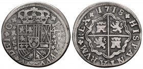 Philip V (1700-1746). 4 reales. 1718. Sevilla. M. (Cal-1222). Ag. 9,86 g. DEI G. Choice F. Est...80,00. 


 SPANISH DESCRIPTION: Felipe V (1700-174...