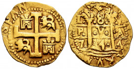 Philip V (1700-1746). 8 escudos. 1744. Lima. V. (Cal-2163). (Tauler-341). Au. 26,75 g. Used as a jewelry piece. Rare. VF. Est...4000,00. 


 SPANIS...