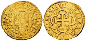 Philip V (1700-1746). 8 escudos. 1719. Sevilla. 8-M/S-8. (Cal-2291). (Cal onza-514). Au. 26,60 g. "Cross" type. Date altered. Choice VF. Est...2000,00...
