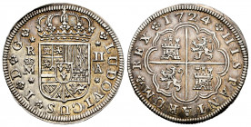 Luis I (1724). 2 reales. 1724. Madrid. A. (Cal-21). Ag. 5,58 g. LVDOVICVS / PHILIPPVS. Scarce in this grade. XF. Est...450,00. 


 SPANISH DESCRIPT...