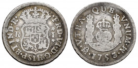Ferdinand VI (1746-1759). 1 real. 1753. México. M. (Cal-192). Ag. 3,07 g. F. Est...35,00. 


 SPANISH DESCRIPTION: Fernando VI (1746-1759). 1 real....