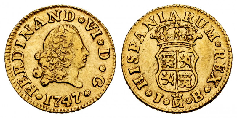 Ferdinand VI (1746-1759). 1/2 escudo. 1747. Madrid. JB. (Cal-548). Au. 1,75 g. F...