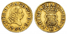 Ferdinand VI (1746-1759). 1/2 escudo. 1754. Madrid. JB. (Cal-557). Au. 1,66 g. Third king´s bust. VF. Est...130,00. 


 SPANISH DESCRIPTION: Fernan...