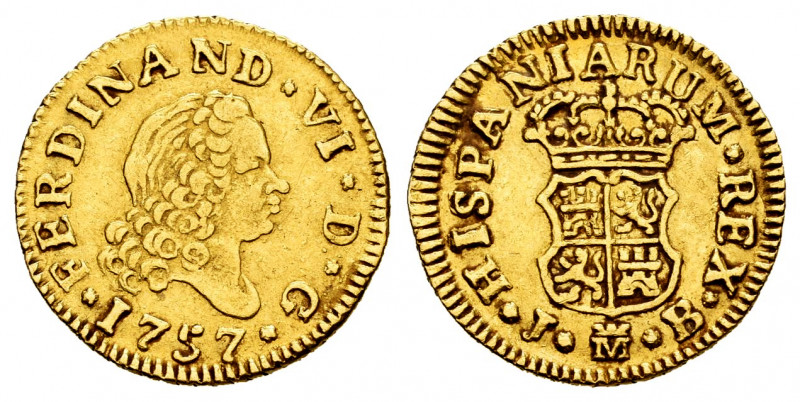 Ferdinand VI (1746-1759). 1/2 escudo. 1757. Madrid. JB. (Cal-561). Au. 1,76 g. F...