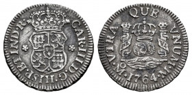 Charles III (1759-1788). 1/2 real. 1764. México. M. (Cal-181). Ag. 1,57 g. Slight rust. Choice VF. Est...60,00. 


 SPANISH DESCRIPTION: Carlos III...