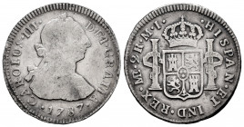 Charles III (1759-1788). 2 reales. 1787. Lima. MI. (Cal-602). Ag. 6,40 g. Choice F/Almost VF. Est...50,00. 


 SPANISH DESCRIPTION: Carlos III (175...