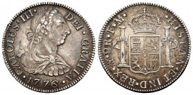 Charles III (1759-1788). 2 reales. 1776. México. FM. (Cal-662). Ag. 6,78 g. Tone. Choice VF/Almost XF. Est...120,00. 


 SPANISH DESCRIPTION: Carlo...