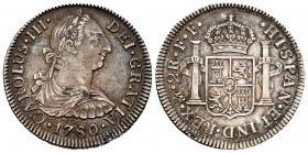 Charles III (1759-1788). 2 reales. 1780. México. FF. (Cal-669). Ag. 6,79 g. Tone. Almost XF. Est...140,00. 


 SPANISH DESCRIPTION: Carlos III (175...