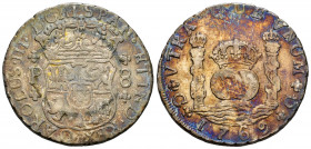 Charles III (1759-1788). 8 reales. 1769. Guatemala. P. (Cal-1001). Ag. 26,67 g. Traces of welding on obverse. Iridescent tone. Scarce. Almost VF. Est....