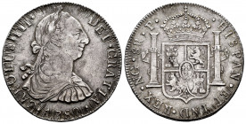 Charles III (1759-1788). 8 reales. 1780. Guatemala. P. (Cal-1012). Ag. 26,45 g. Scratches. Tone. Rare. Choice VF. Est...500,00. 


 SPANISH DESCRIP...