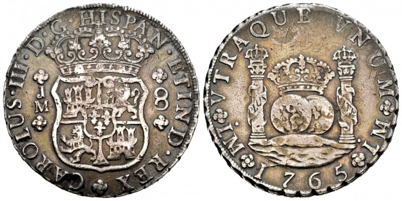 Charles III (1759-1788). 8 reales. 1765. Lima. JM. (Cal-1025). Ag. 26,47 g. Ligh...