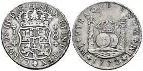 Charles III (1759-1788). 8 reales. 1772. Lima. JM. (Cal-1034). Ag. 26,32 g. Pellet above the 1st LMA. Hairlines. VF. Est...180,00. 


 SPANISH DESC...