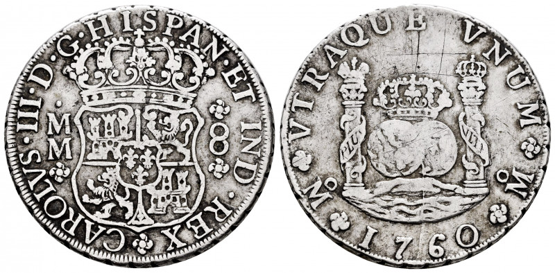 Charles III (1759-1788). 8 reales. 1760. México. MM. (Cal-1073). Ag. 26,62 g. Sc...