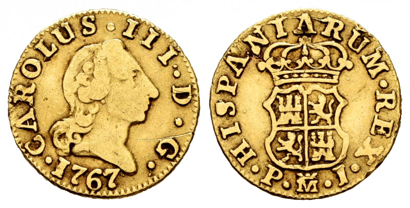Charles III (1759-1788). 1/2 escudo. 1767. Madrid. PJ. (Cal-1251). Au. 1,61 g. "...