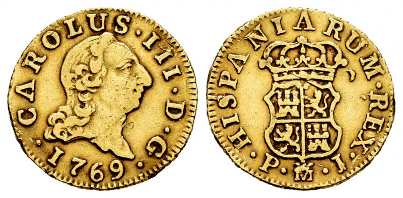 Charles III (1759-1788). 1/2 escudo. 1769. Madrid. PJ. (Cal-1253). Au. 1,77 g. "...