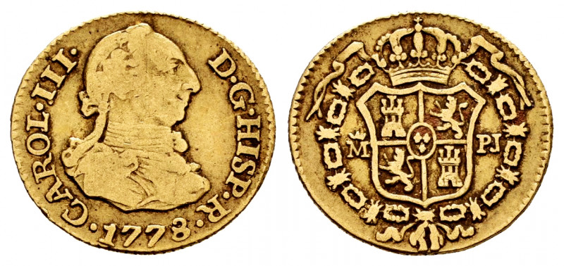 Charles III (1759-1788). 1/2 escudo. 1778. Madrid. PJ. (Cal-1267). Au. 1,66 g. C...